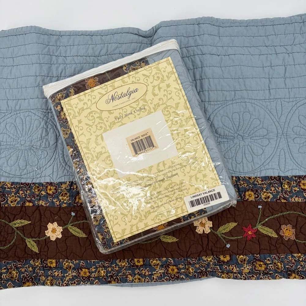 Nostalgia Lindsay Valance Set 54x15 Quilted Floral Cottagecore Farmhouse Country